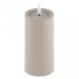 Свеча интерьерная, светодиодная на батарейках д6см h12,5(15)см, свет теплый, с мерцанием, матовый пластик, цвет бежевый, питание от 2-х батареек ААА (в комплект не входят) (Китай)