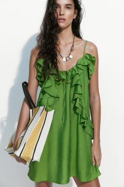 Vestido de tirantes con volantes decorativos - H&m фото 3