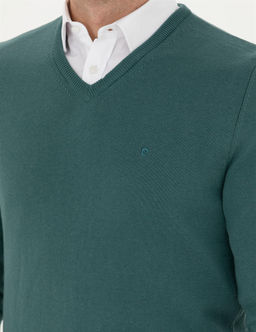 Ye_il Slim Fit V Yaka Basic Triko Kazak - Pierre cardin фото 7