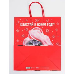 Набор пакетов новогодних крафтовых 5 штук «С Новым годом тебя!», 21 × 12 × 9 см