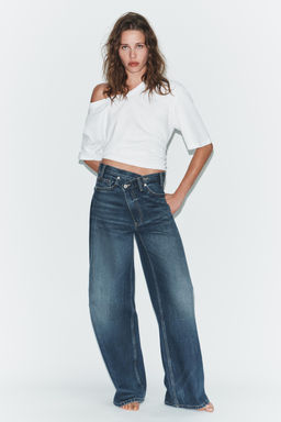 TRF WIDE-LEG CROSSED WAIST HIGH-WAIST JEANS - Zara фото 12