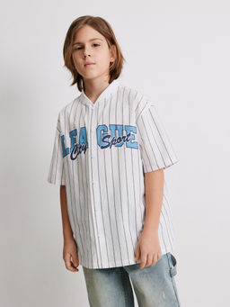 ACOOLA / Сорочка верхняя детская для мальчиков Ferhado сине-белая полоска