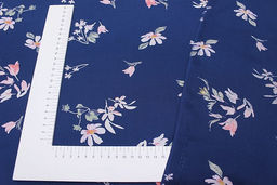 Штапель Премиум Цветочная пьеса на темно-синем, ВИД2, СОРТ2, ш.1.43м, вискоза-100%, 120гр/м.кв - Купава фото 12