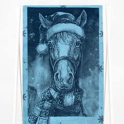 Полотенце махровое 6с102.411ж1 Лошадь новогодняя (джинс) 67х150см