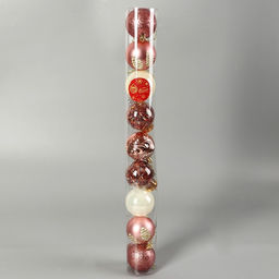 Ёлочные игрушки Мелодия, шары новогодние, d=6 см, набор 9 шт., волны, шишки, белый/розовый - Зимнее волшебство фото 2