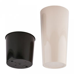 Кашпо для цветов пластмассовое "Камелия" 1,5л, д14см, h26см, со вставкой h13см, полипропилен, светло-серый (Беларусь)