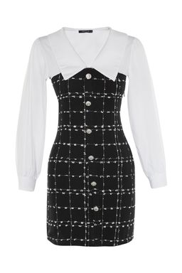 TRENDYOLMILLA Mavi Ekose / Kareli Dokuma Elbise TWOAW23EL00701 фото 11