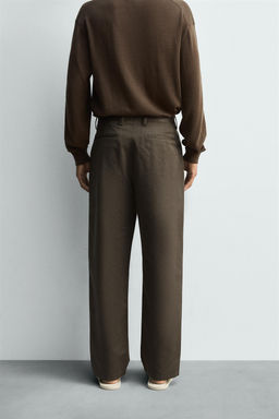 COTTON/LINEN PLEATED TROUSERS - Zara фото 3