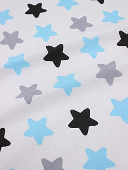 Поплин Пряничные звезды черно-серо-бирюзовые , СОРТ2, ш.1.5м, хлопок-100%, 115гр/м.кв