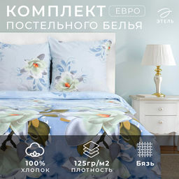 Постельное бельё Этель евро Кувшинки 200х217 см, 240х220 см, 70х70 см - 2 шт, 100% хлопок, бязь  фото 5