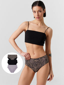 Цена за 2 штуки! Трусы женские макси с принтом в наборе, 3 шт