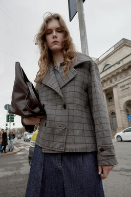 CHECKED DOUBLE-BREASTED JACKET - Zara фото 2