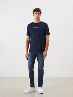 Bisiklet Yaka Bask?l? Erkek Ti??rt