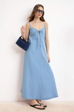 Mavi Tencel Kar?s?ml? Ask?l? Maxi Denim Elbise TWOSS26EL00557
