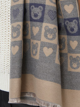 в составе ШЕРСТЬ и КАШЕМИР  Большой, мягкий, теплый двусторонний палантин с принтом. - Tantino фото 3