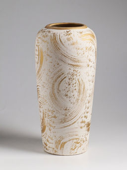 Ваза «Сэнс», 28.5×13 см, керамика, бело-золотая