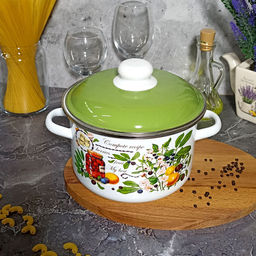 Кастрюля 4,0л цил. Вкусный компот 6RD201М белосн. - Стальэмаль фото 3