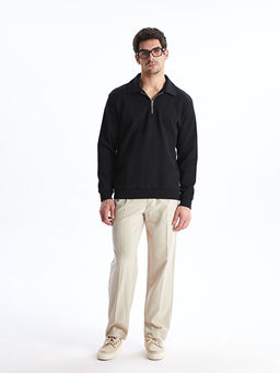 Polo Yaka Uzun Kollu Erkek Sweatshirt