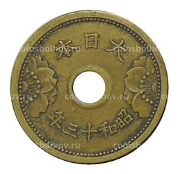 Монета 5 сен 1938 года Япония