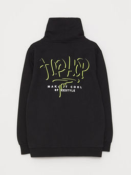Dik Yaka Bask?l? Uzun Kollu Erkek ?ocuk Fermuarl? Sweatshirt - Waikiki фото 2