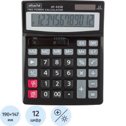 Калькулятор настольный ПОЛНОРАЗМЕРНЫЙ Attache AF-445B,12р,дв.пит,черный