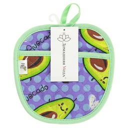 Прихватка с запахом 19х19см Авокадо, вид 2/2, форма Яблоко, рогожка 171г/м2, хлопок 100%, наполнитель - ватин 280г/м2, на пластмассовом подвесе, Домашняя мода (Россия)  фото 4