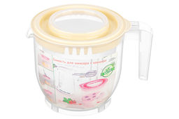 Ёмкость для миксера (блендера) 2,2 л 22,5*17*16 см с крышкой, прозрачная/кремовая (459)