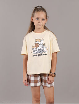 CRB wear / CWJG 50224-30K Пижама для девочки (футболка, шорты), Ваниль/ex. Cherubino