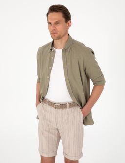 Рубашка Pierre Cardin Regular Fit хаки из льна