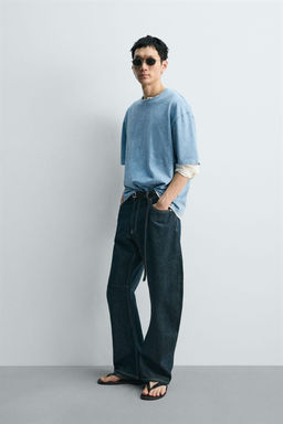 CAMISETA RELAXED FIT ESTRUCTURA FLAM? LAVADO / Azul - Zara фото 11