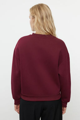 TRENDYOLMILLA Bordo Kal?n Ici Polarl? Yar?m Bal?kc? Yaka Relaxed/Rahat Kal?p Orme Sweatshirt TWOAW20SW0584  фото 5