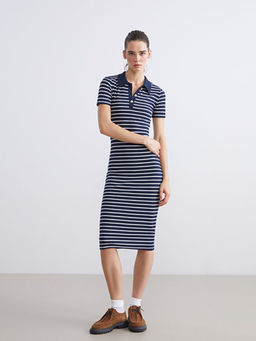 Polo Yaka ?izgili Elbise