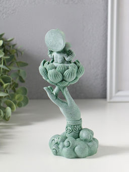 Фигурка полистоун «Рука с лотосом и Ганешей», зелёный, 7×7.3×18.5 см