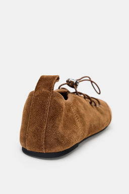 SPORTY SPLIT SUEDE FLAT SHOES - Zara фото 5