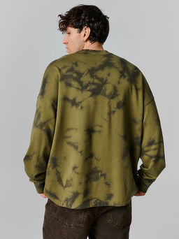 Свитшот оверсайз мужской зеленый с эффектом варки - Mark formelle фото 3