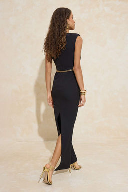 Siyah Duz Cut Out Aksesuar Detayl? Maxi Abiye & Mezuniyet Elbise TPRSS26AE00021 - Trendyolmilla фото 5