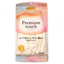 Хозяйственные перчатки средн толщ из ПВХ с хлопковым покрытием белые Premium Touch S.T. Corp (размер S), Япония Акция