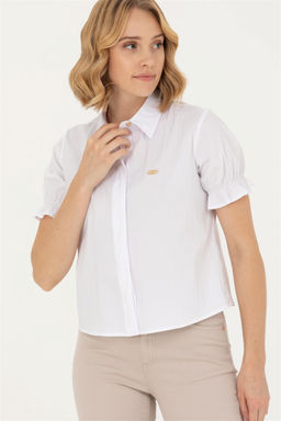 Женская белая рубашка с коротким рукавом - U.s. polo assn фото 10