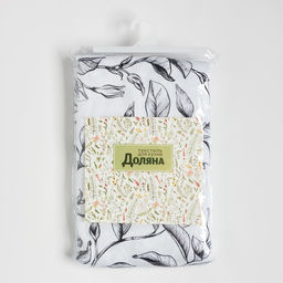 Шторы для кухни Доляна Plant leaves 146×180 см - 2 шт., подхваты - 2 шт., 100% хлопок, 164 г/м²
