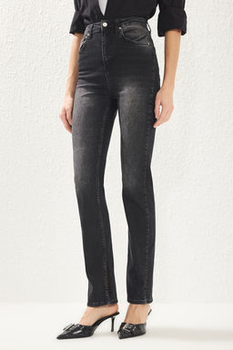 TRENDYOLMILLA Koyu Mavi Y?rtmacl? Super Yuksek Bel Slim Flare Jeans TWOSS22JE0643  фото 19