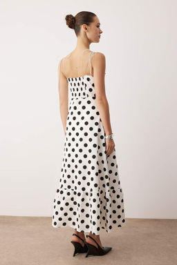 TRENDYOLMILLA Beyaz Drape Detayl? Dokuma Maxi Elbise TWOSS24EL01128 фото 23