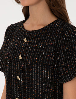Siyah Regular Fit T_vit Dokuma Elbise