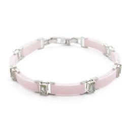 Браслет Лилу из розовой керамики с Султанитом покрытие светлый металл, длина 20см