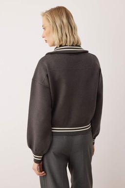 Lacivert Premium Iplik/Ozel Iplik Fermuarl? Mont Gorunumlu Triko H?rka TWOAW26HI00133 - Trendyolmilla фото 8