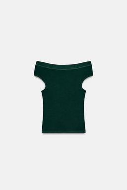 CAMISETA CUELLO BARCO / Verde - Zara фото 7