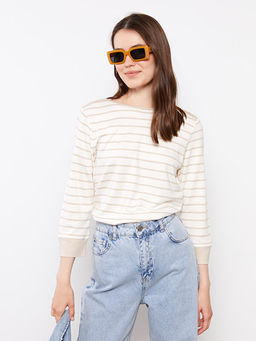 Kay?k Yaka ?izgili Kad?n Ti??rt