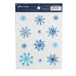Цена за 5 шт. Наклейка интерьерная новогодняя со светящимся слоем «Акварельные снежинки», 10.5 х 14.5 см