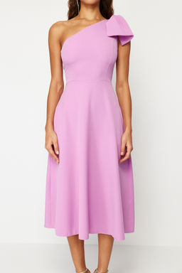 TRENDYOLMILLA Siyah A-Kesim Fiyonk Detayl? Dokuma S?k Abiye Elbise TPRSS24EL00105  фото 11