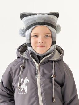 Шлем вязаный мультиколор серый