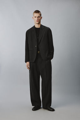 BLAZER CRUZADA TRAJE 100% LINO ESPIGA / ?ndigo